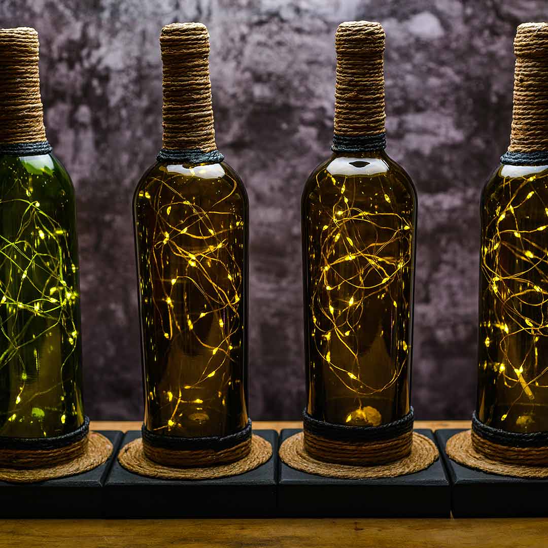 Glasflaschen als Beleuchtung